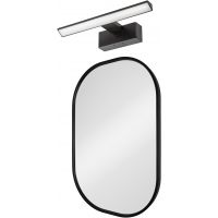 Zestaw Dubiel Vitrum Luis lustro łazienkowe 60x80 cm owalne z kinkietem Rabalux Loric 1x6W czarny (5905241012841, 75024)