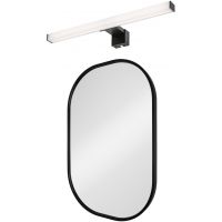 Zestaw Dubiel Vitrum Luis lustro 40x60 cm owalne z kinkietem Rabalux Oliro 1x6 W czarny (5905241012827, 75051)