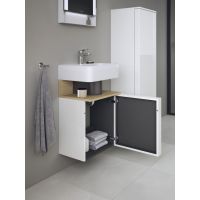 Duravit Qatego szafka 44 cm podumywalkowa wisząca lewa biały połysk/jasne drewno QA4076L30220000