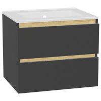 Zestaw Excellent Tuto 2.0 szafka 60 cm podumywalkowa wisząca z umywalką As szary-dąb/biały MLEX.2172.K.60.0136.GRGR