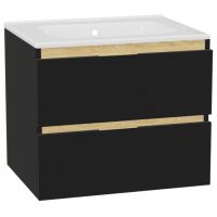 Zestaw Excellent Tuto 2.0 szafka 60 cm podumywalkowa wisząca z umywalką Pik czarny-dąb/biały MLEX.2172.K.60.0165.BKBK