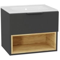 Zestaw Excellent Tuto 2.0 szafka 60 cm podumywalkowa wisząca z umywalką Pik szary-dąb/biały MLEX.2171.K.60.0265.GRGR