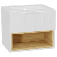 Zestaw Excellent Tuto 2.0 szafka 60 cm podumywalkowa wisząca z umywalką As biały-dąb/biały MLEX.2171.K.60.0336.WHWH