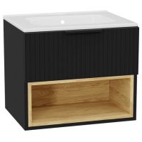 Zestaw Excellent Tuto 2.0 szafka 60 cm podumywalkowa wisząca z umywalką Pik czarny-dąb/biały MLEX.2171.K.60.0365.BKBK