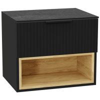 Zestaw Excellent Tuto 2.0 szafka 60 cm podumywalkowa wisząca z blatem czarny-dąb-grafit MLEX.2171.K.60.03MA.BKBK