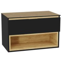 Zestaw Excellent Tuto 2.0 szafka 80 cm podumywalkowa wisząca z blatem czarny-dąb MLEX.2171.K.80.01BL.BKBK