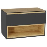 Zestaw Excellent Tuto 2.0 szafka 80 cm podumywalkowa wisząca z blatem szary-dąb MLEX.2171.K.80.01BL.GRGR