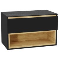 Zestaw Excellent Tuto 2.0 szafka 80 cm podumywalkowa wisząca z blatem czarny-dąb-grafit MLEX.2171.K.80.01MA.BKBK