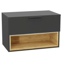 Zestaw Excellent Tuto 2.0 szafka 80 cm podumywalkowa wisząca z blatem szary-dąb MLEX.2171.K.80.021G.GRGR