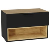 Zestaw Excellent Tuto 2.0 szafka 80 cm podumywalkowa wisząca z blatem czarny-dąb MLEX.2171.K.80.02BL.BKBK