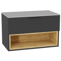 Zestaw Excellent Tuto 2.0 szafka 80 cm podumywalkowa wisząca z blatem szary-dąb MLEX.2171.K.80.02SJ.GRGR