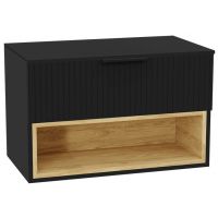 Zestaw Excellent Tuto 2.0 szafka 80 cm podumywalkowa wisząca z blatem czarny-dąb MLEX.2171.K.80.031B.BKBK