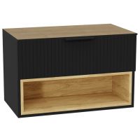 Zestaw Excellent Tuto 2.0 szafka 80 cm podumywalkowa wisząca z blatem czarny-dąb MLEX.2171.K.80.03BL.BKBK