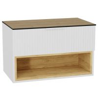 Zestaw Excellent Tuto 2.0 szafka 80 cm podumywalkowa wisząca z blatem biały-dąb MLEX.2171.K.80.03BL.WHWH