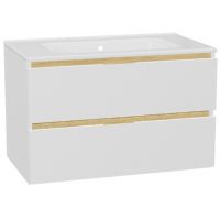 Zestaw Excellent Tuto 2.0 szafka 80 cm podumywalkowa wisząca z umywalką Pik biały-dąb MLEX.2172.K.80.0165.WHWH