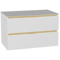 Zestaw Excellent Tuto 2.0 szafka 80 cm podumywalkowa wisząca z blatem biały-dąb-szary MLEX.2172.K.80.01SJ.WHWH