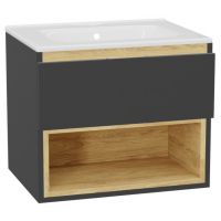 Zestaw Excellent Tuto 2.0 szafka 60 cm podumywalkowa wisząca z umywalką Pik szary-dąb/biały MLEX.2171.K.60.0165.GRGR