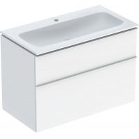 Geberit iCon Set Slim umywalka z szafką 90 cm zestaw meblowy KeraTect biały połysk/biały mat 502.333.01.1