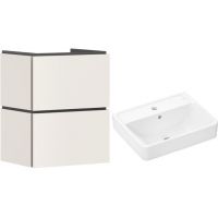 Zestaw Hansgrohe Xilesa E szafka 48 cm podumywalkowa wisząca z umywalką Xanuia Q  piaskowy/biały (54290780, 60131450)