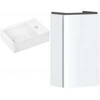 Zestaw Hansgrohe Xevolos E umywalka z szafką Xilesa E 36 cm prawa biały połysk/biały mat (54244700, 61086450)