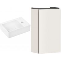 Zestaw Hansgrohe Xevolos E umywalka z szafką Xilesa E 36 cm prawa biały połysk/pisakowy beżowy mat (54244780, 61086450)