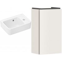 Zestaw Hansgrohe Xanuia Q umywalka z szafką Xilesa E 36 cm prawa biały połysk/pisakowy beżowy mat (54244780, 60129450)