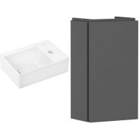 Zestaw Hansgrohe Xevolos E umywalka z szafką Xilesa E 36 cm prawa biały połysk/szary łupek mat (54244760, 61086450)