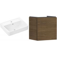 Zestaw Hansgrohe Xanuia Q umywalka z szafką Xilesa E 50 cm biały połysk/dąb (54247550, 60131450)