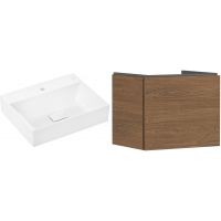 Zestaw Hansgrohe Xevolos E umywalka z szafką Xilesa E 60 cm dąb (54253550, 61092450)