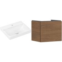 Zestaw Hansgrohe Xelu Q umywalka z szafką Xilesa E 60 cm dąb (54253550, 61016450)