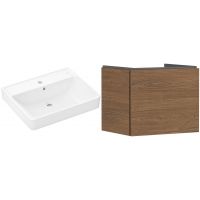 Zestaw Hansgrohe Xanuia Q umywalka z szafką Xilesa E 60 cm dąb (54253550, 60133450)
