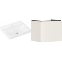 Zestaw Hansgrohe Xelu Q umywalka z szafką Xilesa E 60 cm piaskowy (54253780, 61016450)