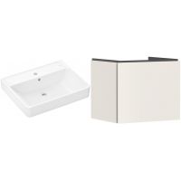 Zestaw Hansgrohe Xanuia Q umywalka z szafką Xilesa E 60 cm piaskowy (54253780, 60133450)