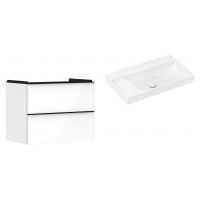 Hansgrohe Xelu Q szafka wisząca z umywalką 80x48 cm wysoki połysk//czarny mat/biały (54027670, 61032450)