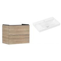 Hansgrohe Xelu Q szafka wisząca z umywalką 80x48 cm  naturalny dąb/chrom/biały (54029000, 61031450)