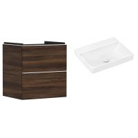 Hansgrohe Xelu Q szafka wisząca z umywalką 60x48 cm ciemny orzech/biały mat/biały (54026700, 61017450)