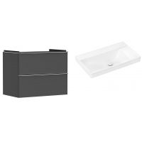 Hansgrohe Xelu Q szafka wisząca z umywalką 80x48 cm szary diament mat/chrom/biały (54028000, 61026450)