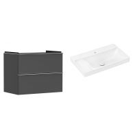 Hansgrohe Xelu Q szafka wisząca z umywalką 80x48 cm szary diament mat/chrom/biały (54028000, 61030450)