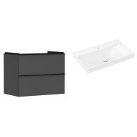 Hansgrohe Xelu Q szafka wisząca z umywalką 80x48 cm szary diament mat/czarny mat/biały (54028670, 61025450)