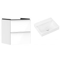 Hansgrohe Xelu Q szafka wisząca z umywalką 60x48 cm biały wysoki połysk/biały mat/biały (54023700, 61017450)