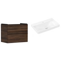 Hansgrohe Xelu Q szafka wisząca z umywalką 80x45 cm ciemny orzech/czarny mat/biały (54030670, 61025450)