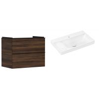 Hansgrohe Xelu Q szafka wisząca z umywalką 80x48 cm ciemny orzech/czarny mat/biały (54030670, 61031450)