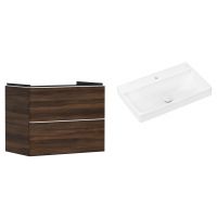 Hansgrohe Xelu Q szafka wisząca z umywalką 80x48 cm ciemny orzech/biały mat/biały (54030700, 61020450)