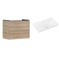 Hansgrohe Xelu Q szafka wisząca z umywalką 80x48 cm naturalny dąb/biały mat/biały (54029700, 61020450)