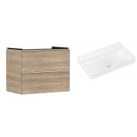 Hansgrohe Xelu Q szafka wisząca z umywalką 80x48 cm naturalny dąb/biały mat/biały (54029700, 61021450)