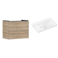 Hansgrohe Xelu Q szafka wisząca z umywalką 80x48 cm naturalny dąb/biały mat/biały (54029700, 61032450)