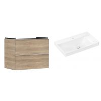 Hansgrohe Xelu Q szafka wisząca z umywalką 80x48 cm naturalny dąb/biały mat/biały (54029700, 61025450)