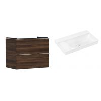 Hansgrohe Xelu Q szafka wisząca z umywalką 80x48 cm ciemny orzech/chrom/biały (54030000, 61032450)