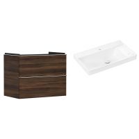 Hansgrohe Xelu Q szafka wisząca z umywalką 80x48 cm ciemny orzech/chrom (54030000, 61025450)
