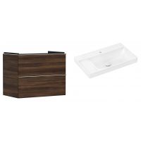 Hansgrohe Xelu Q szafka wisząca z umywalką 80x48 cm ciemny orzech/chrom/biały (54030000, 61030450)